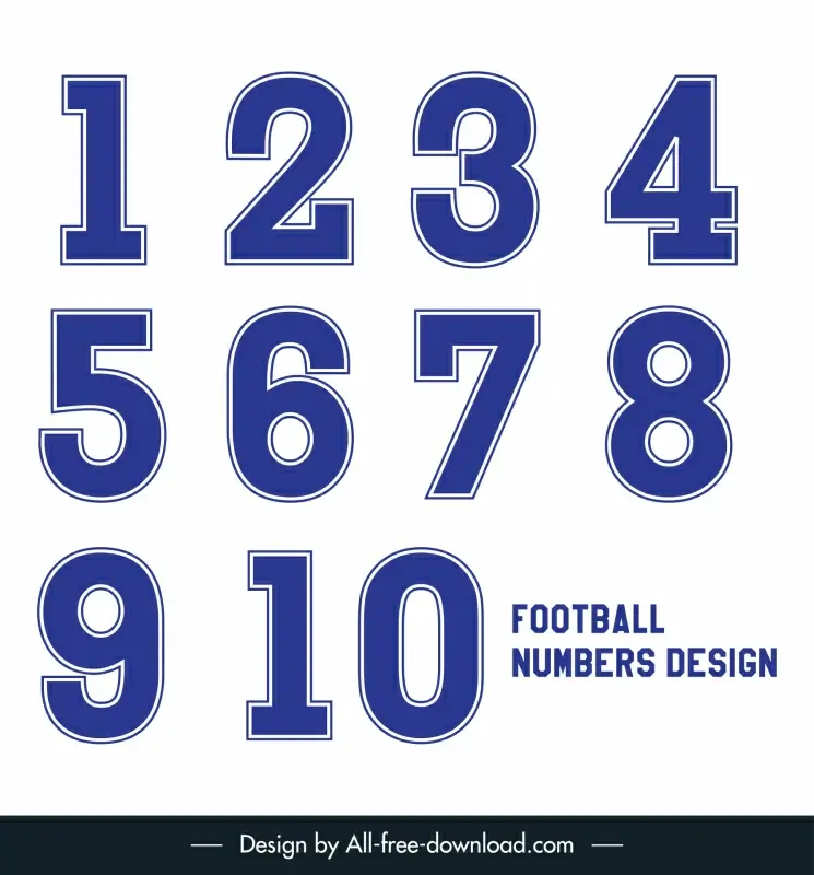 football numbers design elements elegant flat blue design