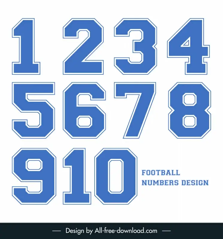 football numbers design elements modern flat blue design
