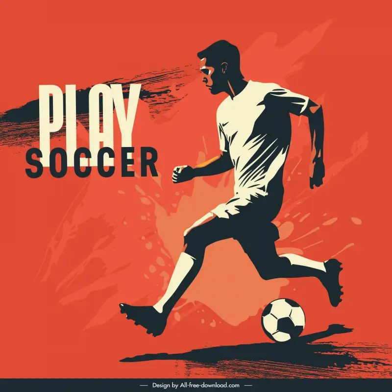   football poster template dynamic silhouette grunge
