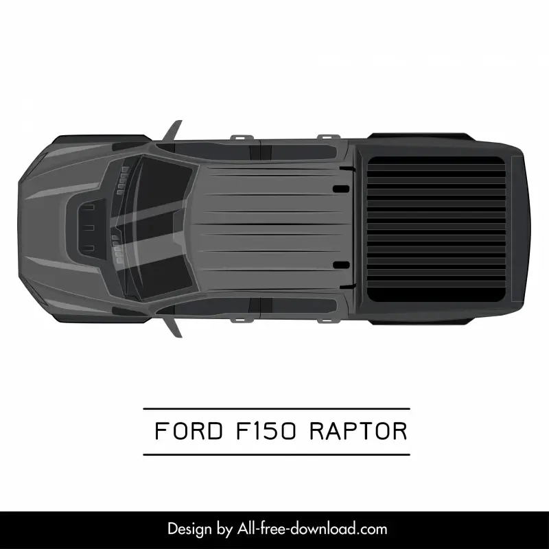 ford f150 raptor car model icon flat symmetric top view design 
