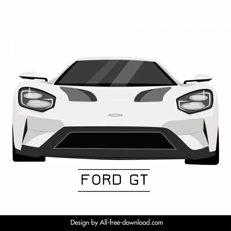 ford gt car model icon fron view sketch modern symmetric design