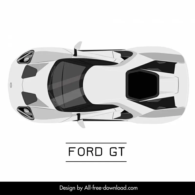 ford gt car model icon modern symmetric top view sketch