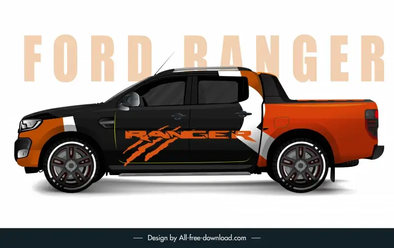 ford ranger car model advertising template flat side view outline 
