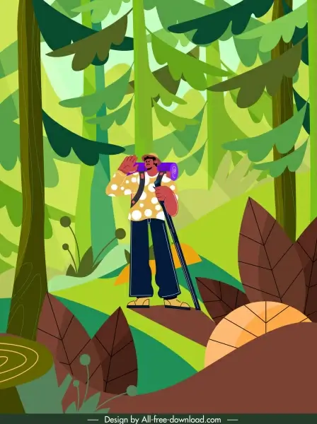 forest adventure background colorful cartoon sketch