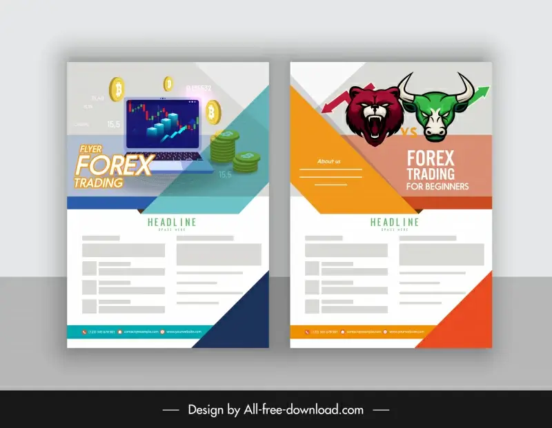 forex flyer templates business elements animals sketch