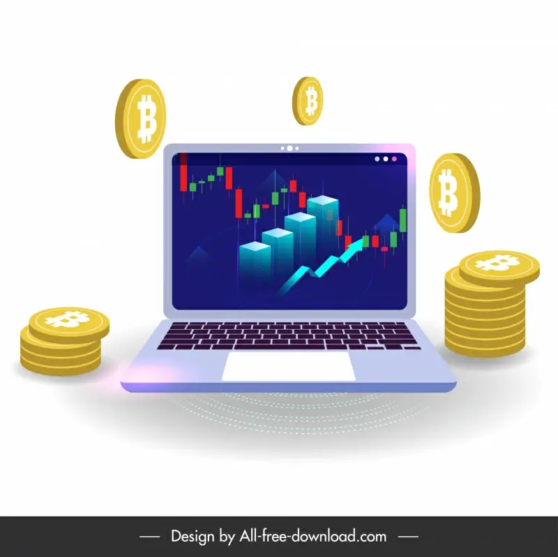 forex investment design elements laptop, charts bitcoin sketch