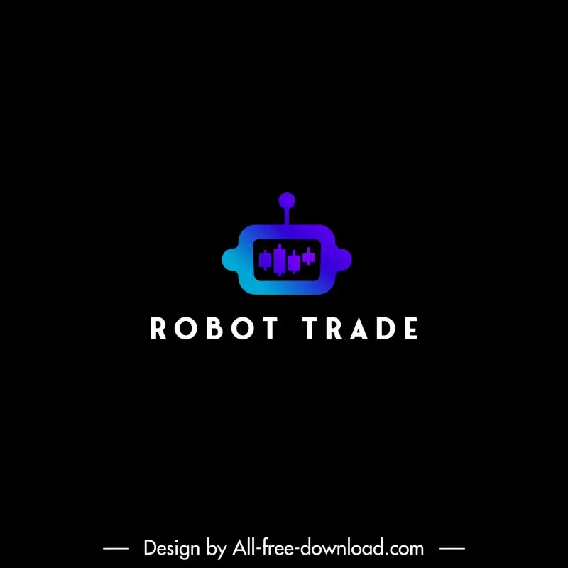  forex  logo robot template flat dark design