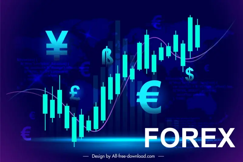 forex trading banner template dynamic currency elements bar chart sketch