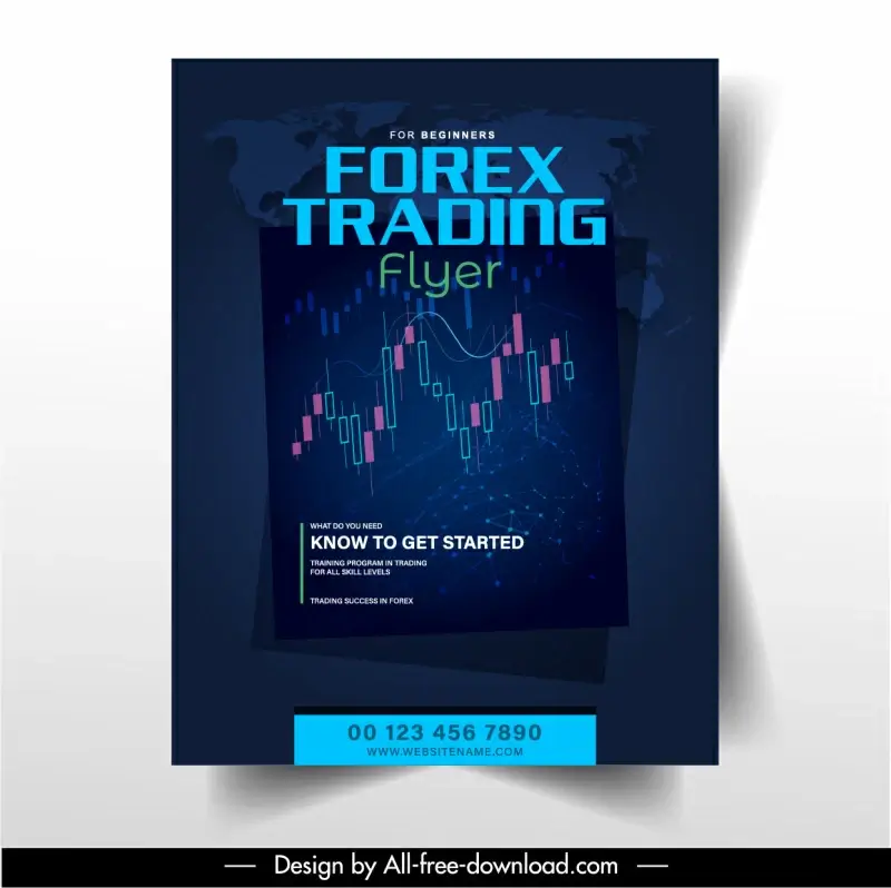 forex trading flyer template dark chart sketch 
