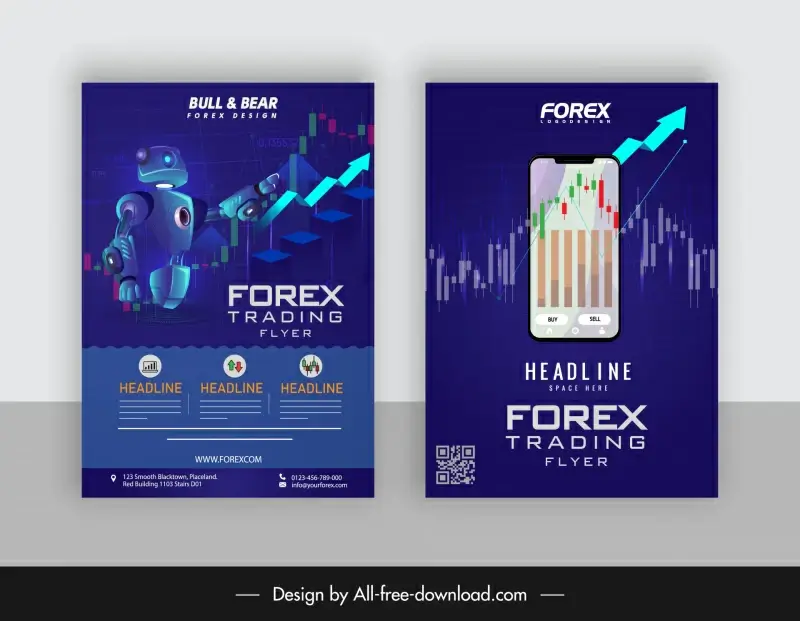  forex trading flyer template robot arrow smartphone chart decor