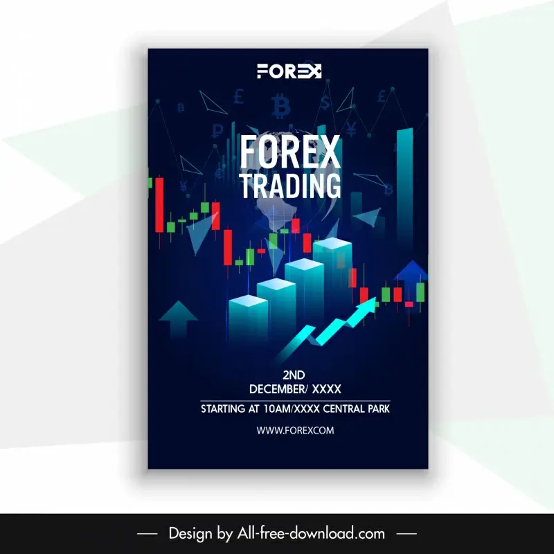  forex  trading poster dynamic 3d business elements decor