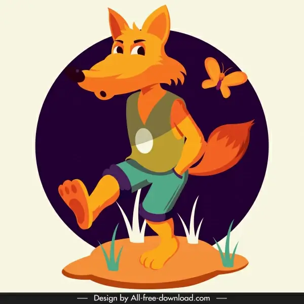 fox animal icon funny stylized cartoon character