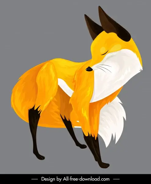 fox painting colored classical design