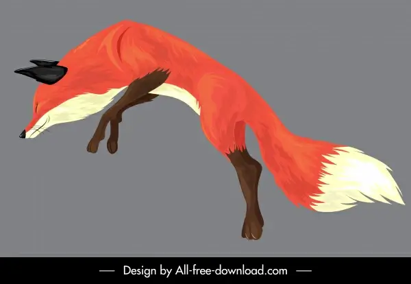 fox painting jumping gesture colored classical sketch