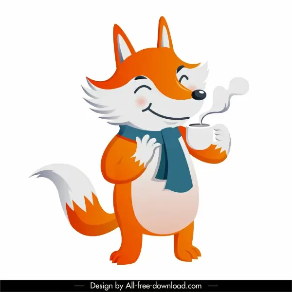 fox species icon cute stylized cartoon design