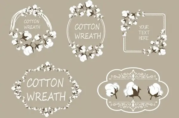 frame design elements cotton flowers decoration