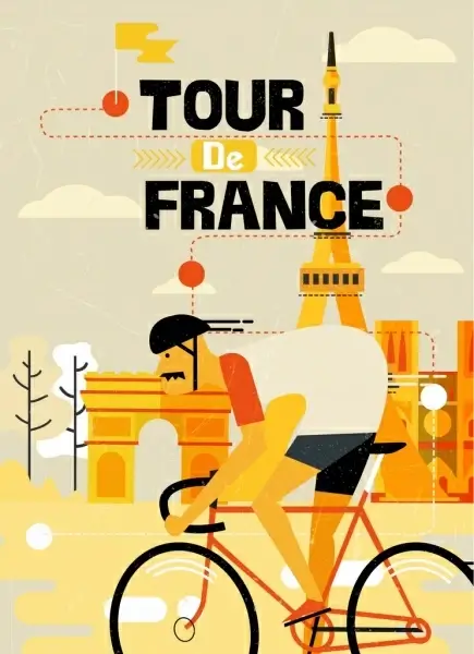 france bicycle tournament banner bicyclist icon classical design
