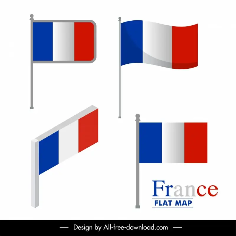  france flags icons modern flat 3d sketch