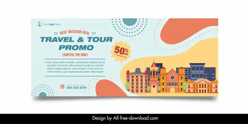 france travel banner template flat architectures scene sketch