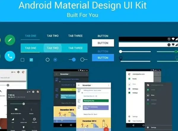 free android material design ui kit psd