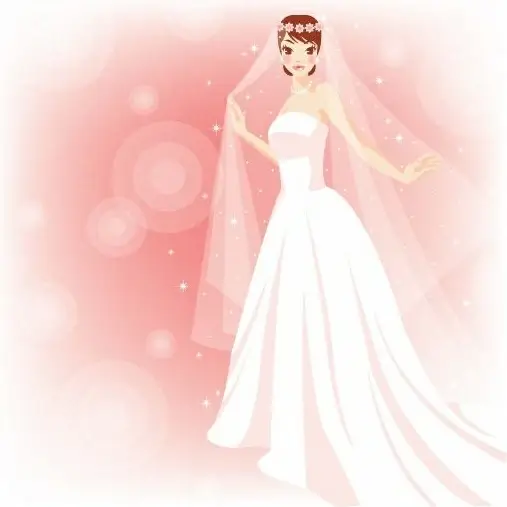 Free Beautiful Bride in The Wedding Vector Illustration