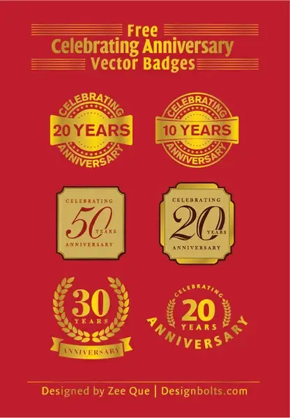free celebrating 20 years anniversary vector badges