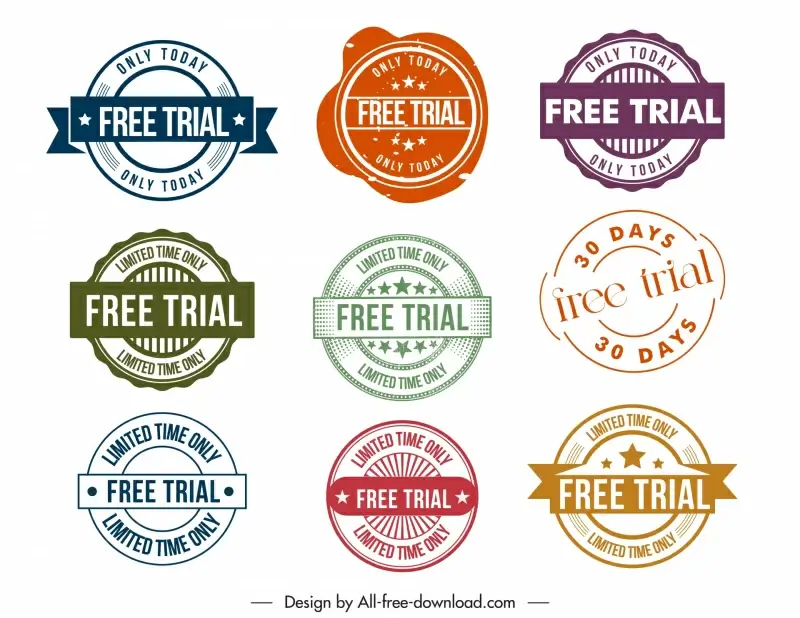 free delivery stamps collection flat circles shapes