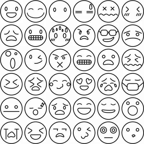 free emoji icons set with white background