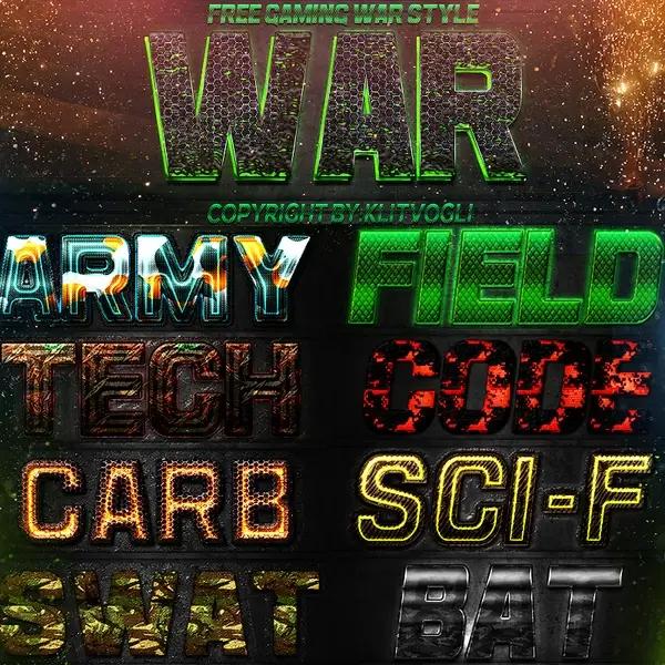 free gaming war text style