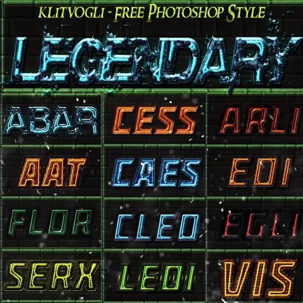 free legendary photoshop style text effect