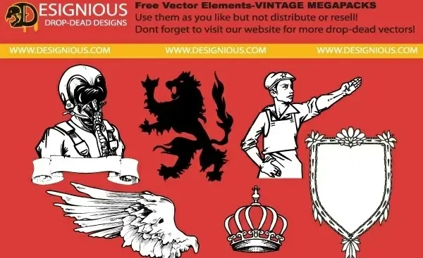 Free vector elements from vintage mega pack