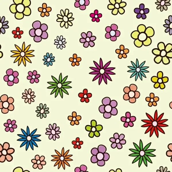 floral pattern background various colorful hand drawn style