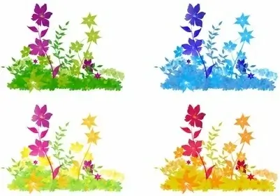 flowers push icons colorful decoration style