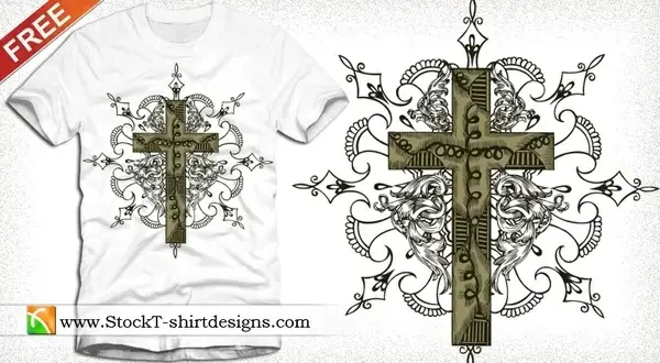 Free Vector T-shirt Design with Cross