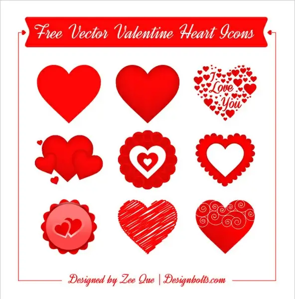 free vector valentine heart icons