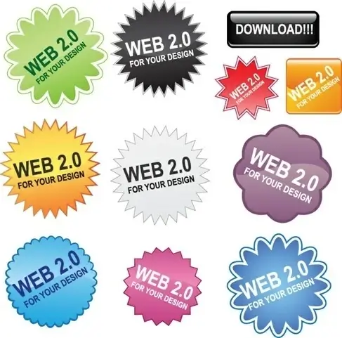 Free Web 2.0 Buttons Vector Pack