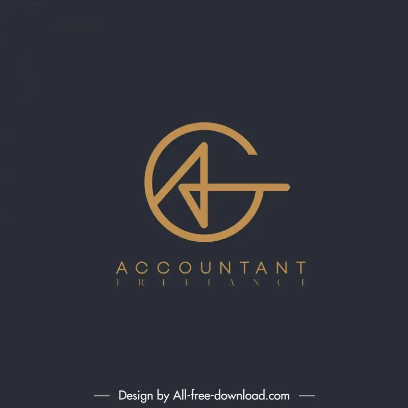 freelance accountant logotype circle stylized texts design 