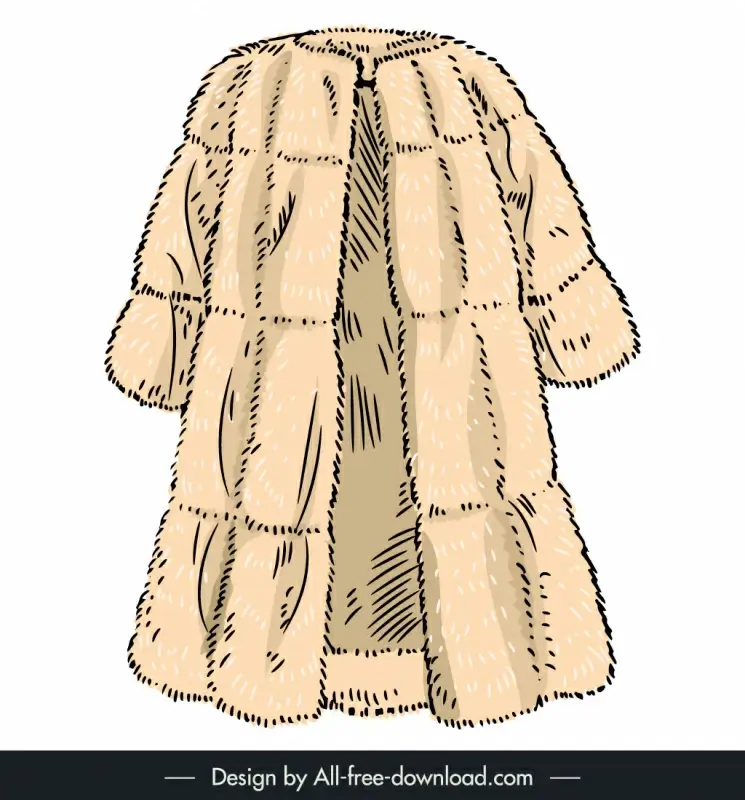 french fur coat template eleagant classical handdrawn outline