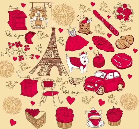 french red rose theme vector