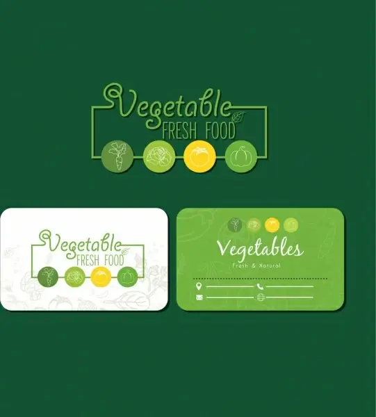 fresh food card template green decor vegetable icons