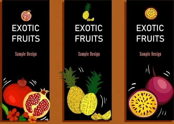 fresh fruit advertising banner dark multicolored handdrawn design