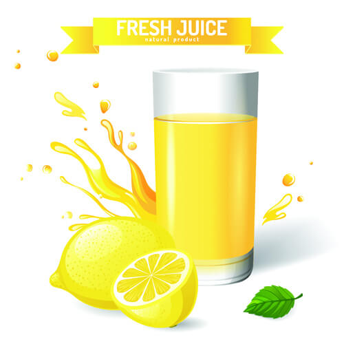 fresh juice with ribbon design graphic vector
