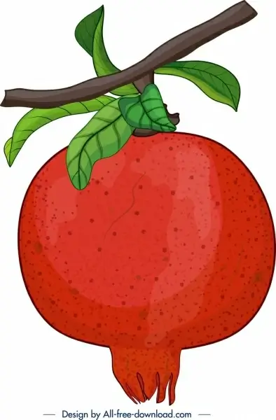 fresh pomegranate fruit painting classical colorful closeup design