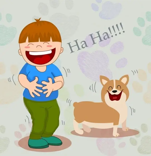 friendship drawing boy puppy icons funny cartoon design