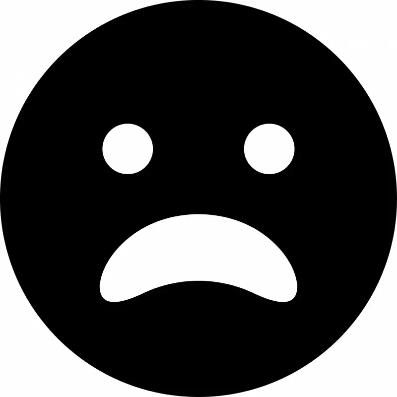 frown open emotion icon flat black white contrast sketch