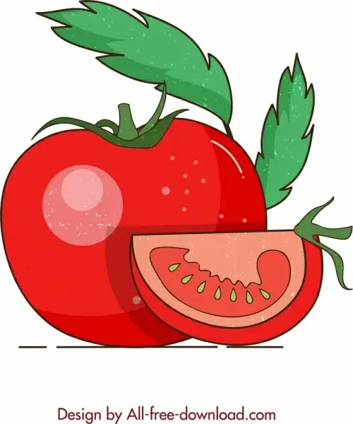 fruit background red tomato icon retro design