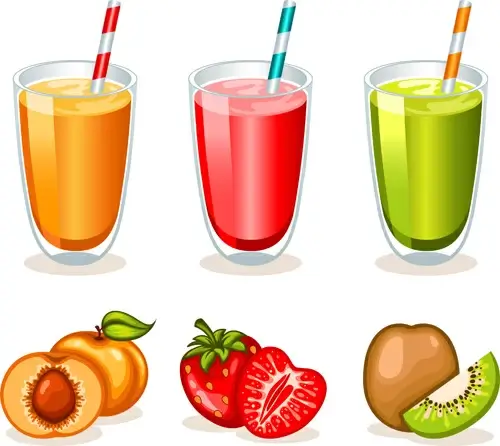 fruit drinks food vector graphic set