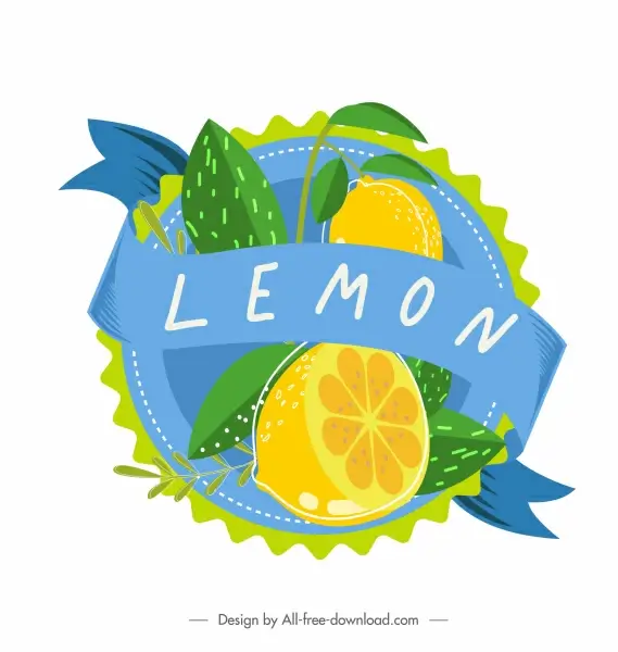 fruit label template lemon decor bright colorful classic 