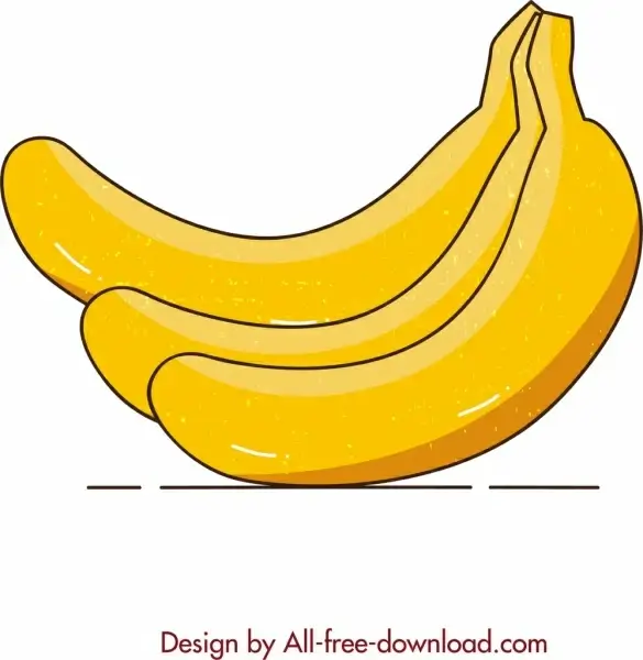 fruit painting banana icon colored retro sketch