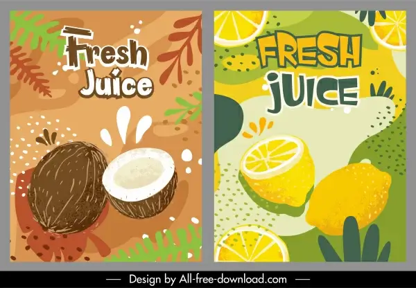 fruit product advertising templates handdrawn coconut lemon decor